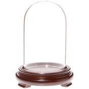 Plymor 3" x 5" Glass Display Dome Cloche (Walnut Wood Veneer Footed Base)