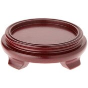 Plymor Red Round Wood Veneer Footed Display Base, 5.5" W x 5.5" D x 1.375" H (4" Display Diameter)