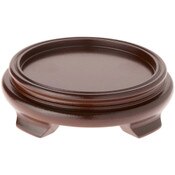 Plymor Walnut Round Wood Veneer Footed Display Base, 6" W x 6" D x 1.75" H (4.5" Display Diameter)