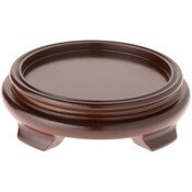 Plymor Walnut Round Wood Veneer Footed Display Base, 6" W x 6" D x 1.75" H (4.5" Display Diameter)