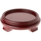 Plymor Red Round Wood Veneer Footed Display Base, 6" W x 6" D x 1.75" H (4.5" Display Diameter)