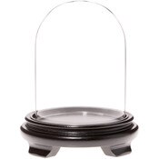 Plymor 4.5" x 6" Glass Display Dome Cloche (Black Wood Veneer Footed Base)