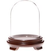 Plymor 4.5" x 6" Glass Display Dome Cloche (Walnut Wood Veneer Footed Base)