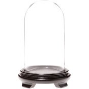 Plymor 4.5" x 8" Glass Display Dome Cloche (Black Wood Veneer Footed Base)