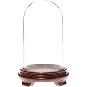 Plymor 4.5" x 8" Glass Display Dome Cloche (Walnut Wood Veneer Footed Base)