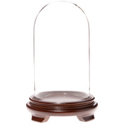 Plymor 4.5" x 8" Glass Display Dome Cloche (Walnut Wood Veneer Footed Base)