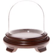 Plymor 4" x 4" Glass Display Dome Cloche (Walnut Wood Veneer Footed Base)