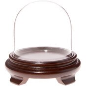 Plymor 4" x 4" Glass Display Dome Cloche (Walnut Wood Veneer Footed Base)