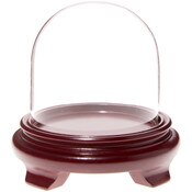 Plymor 4" x 4" Glass Display Dome Cloche (Red Wood Veneer Footed Base)