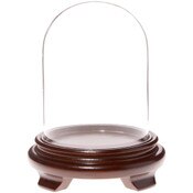Plymor 4" x 5.25" Glass Display Dome Cloche (Walnut Wood Veneer Footed Base)