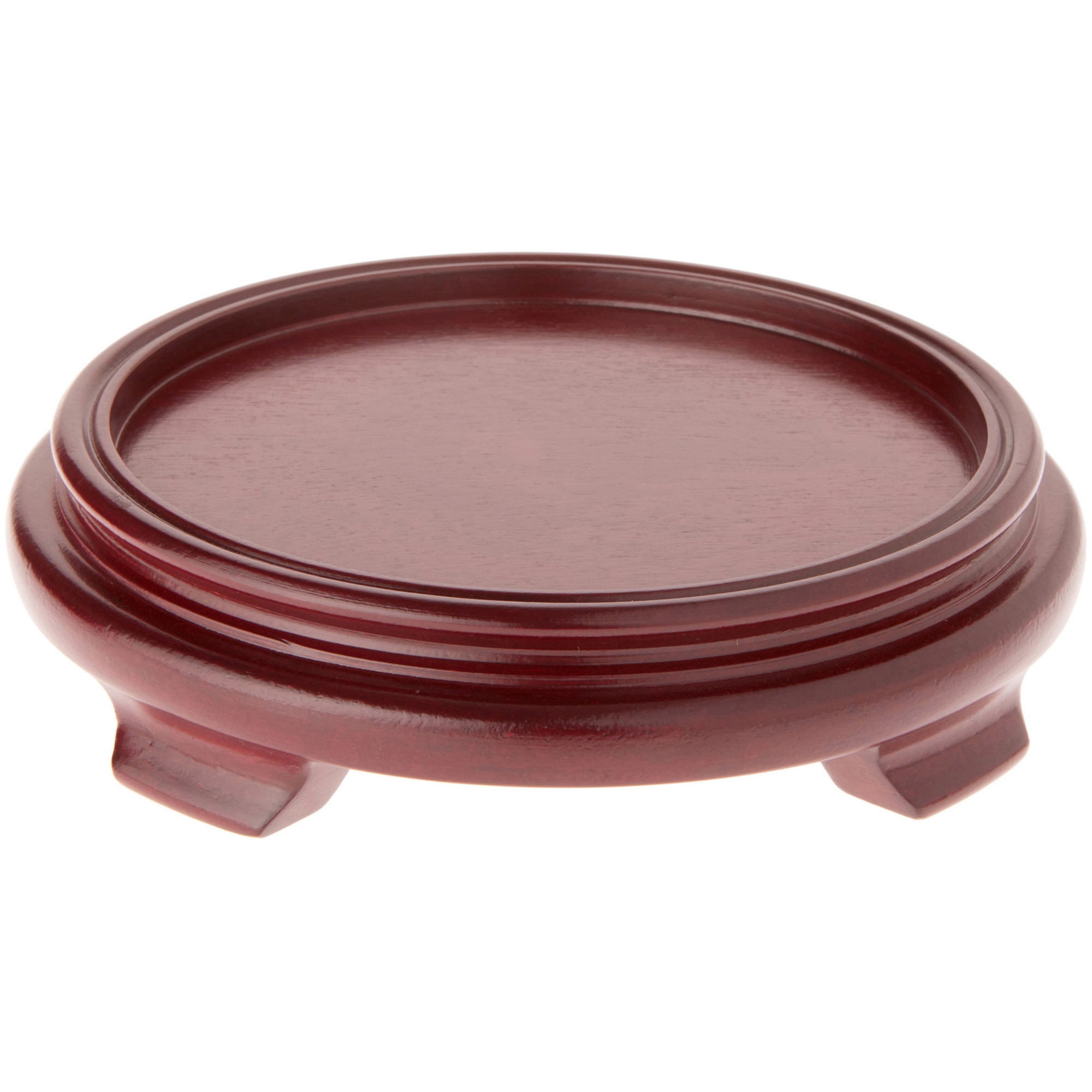 Plymor Red Round Wood Veneer Footed Display Base, 7" W x 7" D x 1.5" H (5.5" Display Diameter)