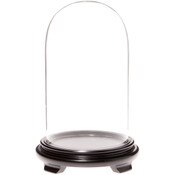 Plymor 5.5" x 10" Glass Display Dome Cloche (Black Wood Veneer Footed Base)