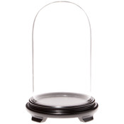 Plymor 5.5" x 10" Glass Display Dome Cloche (Black Wood Veneer Footed Base)
