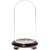 Plymor 5.5" x 11" Glass Display Dome Cloche (Black Wood Veneer Footed Base)