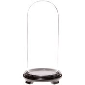 Plymor 5.5" x 13" Glass Display Dome Cloche (Black Wood Veneer Footed Base)