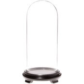 Plymor 5.5" x 13" Glass Display Dome Cloche (Black Wood Veneer Footed Base)
