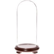 Plymor 5.5" x 13" Glass Display Dome Cloche (Walnut Wood Veneer Footed Base)