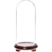 Plymor 5.5" x 13" Glass Display Dome Cloche (Walnut Wood Veneer Footed Base)