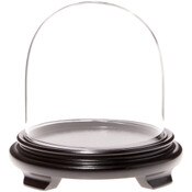 Plymor 5.5" x 5.5" Glass Display Dome Cloche (Black Wood Veneer Footed Base)