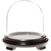 Plymor 5.5" x 5.5" Glass Display Dome Cloche (Black Wood Veneer Footed Base)