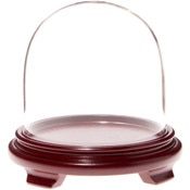 Plymor 5.5" x 5.5" Glass Display Dome Cloche (Red Wood Veneer Footed Base)