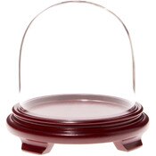 Plymor 5.5" x 5.5" Glass Display Dome Cloche (Red Wood Veneer Footed Base)