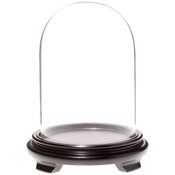 Plymor 5.5" x 8" Glass Display Dome Cloche (Black Wood Veneer Footed Base)