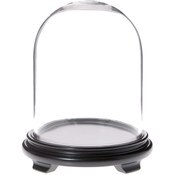 Plymor 8" x 10.25" Glass Display Dome Cloche (Black Wood Veneer Footed Base)