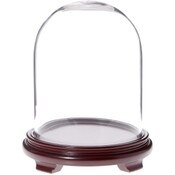 Plymor 8" x 10.25" Glass Display Dome Cloche (Red Wood Veneer Footed Base)