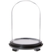 Plymor 8" x 12" Glass Display Dome Cloche (Black Wood Veneer Footed Base)