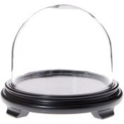 Plymor 8" x 6.5" Glass Display Dome Cloche (Black Wood Veneer Footed Base)