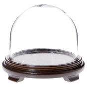 Plymor 8" x 6.5" Glass Display Dome Cloche (Walnut Wood Veneer Footed Base)