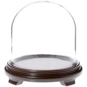 Plymor 8" x 8" Glass Display Dome Cloche (Walnut Wood Veneer Footed Base)