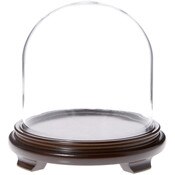 Plymor 8" x 8" Glass Display Dome Cloche (Walnut Wood Veneer Footed Base)