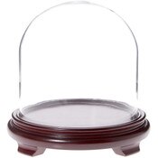 Plymor 8" x 8" Glass Display Dome Cloche (Red Wood Veneer Footed Base)