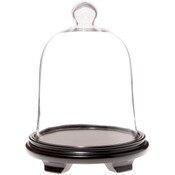 Plymor 10" x 13" Bell Jar Glass Display Dome Cloche, Black Wood Veneer Footed Base (Interior size 9.5" x 10.5")