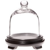 Plymor 5" x 6" Bell Jar Glass Display Dome Cloche, Black Wood Veneer Footed Base (Interior size 4.75" x 5")