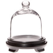 Plymor 5" x 6" Bell Jar Glass Display Dome Cloche, Black Wood Veneer Footed Base (Interior size 4.75" x 5")
