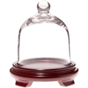 Plymor 5" x 6" Bell Jar Glass Display Dome Cloche, Red Wood Veneer Footed Base (Interior size 4.75" x 5")