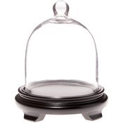 Plymor 6" x 7" Bell Jar Glass Display Dome Cloche, Black Wood Veneer Footed Base (Interior size 5.75" x 5.75")
