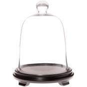Plymor 8.5" x 11" Bell Jar Glass Display Dome Cloche, Black Wood Veneer Footed Base (Interior size 5.75" x 5.75")