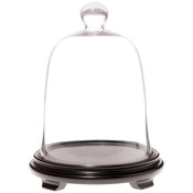 Plymor 8.5" x 11" Bell Jar Glass Display Dome Cloche, Black Wood Veneer Footed Base (Interior size 5.75" x 5.75")