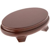 Plymor Walnut Oval Wood Veneer Footed Display Base, 4.375" W x 2.875" D x 1.25" H (4" x 2.5" Display Area)
