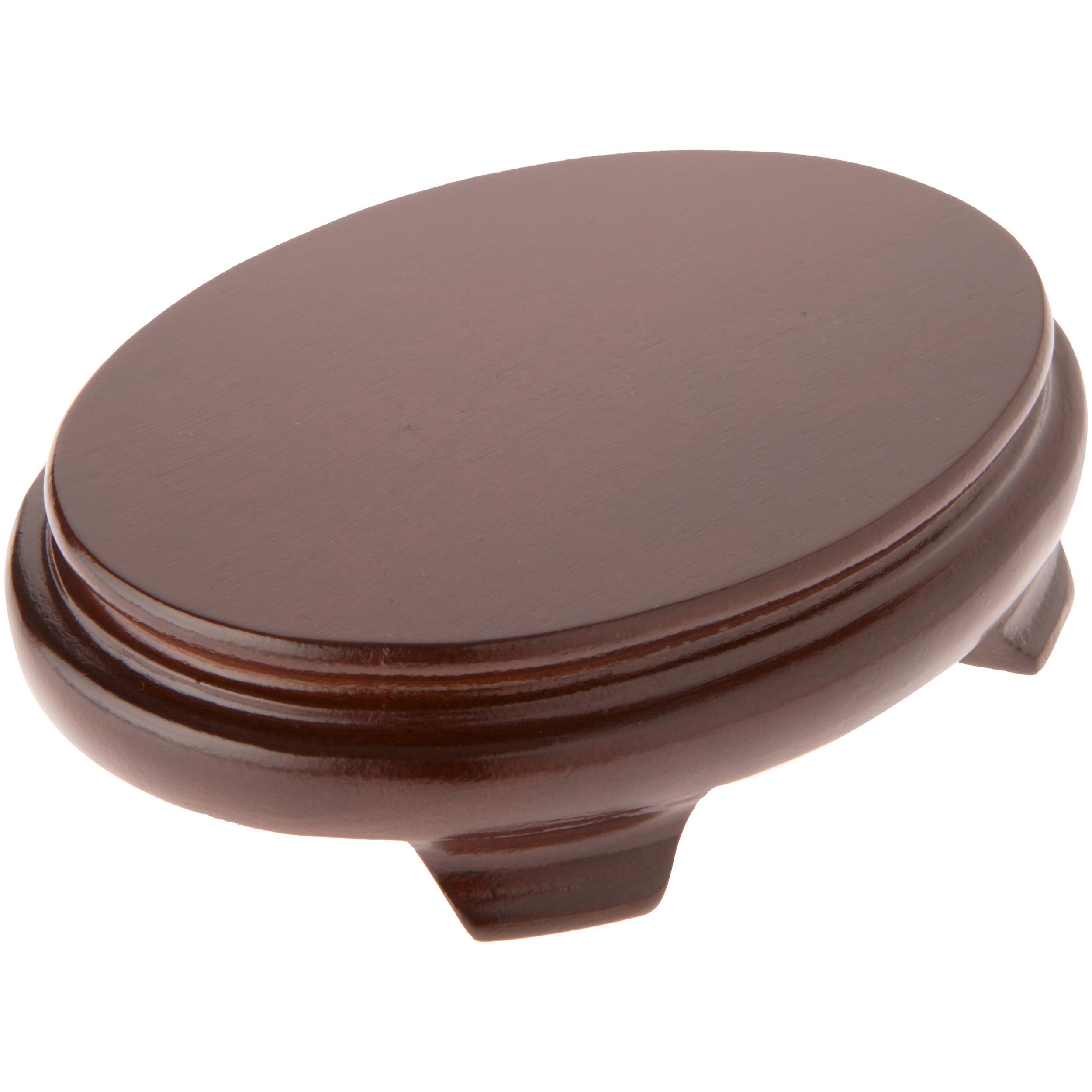 Plymor Walnut Oval Wood Veneer Footed Display Base, 5.5" W x 4" D x 1.25" H (5" x 3.5" Display Area)