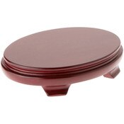 Plymor Red Oval Wood Veneer Footed Display Base, 7.375" W x 5.5" D x 1.5" H (7.25" x 5.25" Display Area)