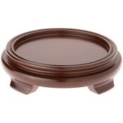 Plymor Walnut Round Wood Veneer Footed Display Base, 6.25" W x 6.25" D x 1.5" H (5" Display Diameter)