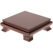 Plymor Walnut Square Wood Veneer Footed Display Base, 4.5" W x 4.5" D x 1.5" H (4" x 4" Display Area)