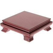 Plymor Red Square Wood Veneer Footed Display Base, 4.5" W x 4.5" D x 1.5" H (4" x 4" Display Area)