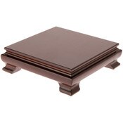 Plymor Walnut Square Wood Veneer Footed Display Base, 5.5" W x 5.5" D x 1.5" H (5" x 5" Display Area)