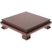 Plymor Walnut Square Wood Veneer Footed Display Base, 6.5" W x 6.5" D x 1.75" H (6" x 6" Display Area)